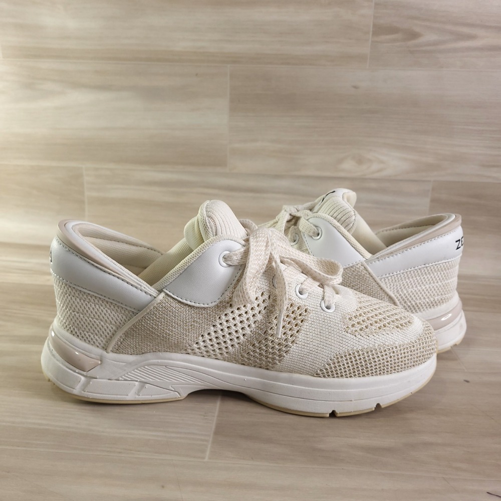 Zeba Hands Free Sneakers Womens 9.5 Cream White Knit Slip On Walking Shoes - Picture 4 of 14